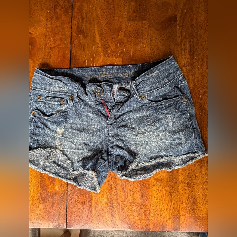Candie's Distressed Dark Blue Denim Jean Shorts Junior's Size 3